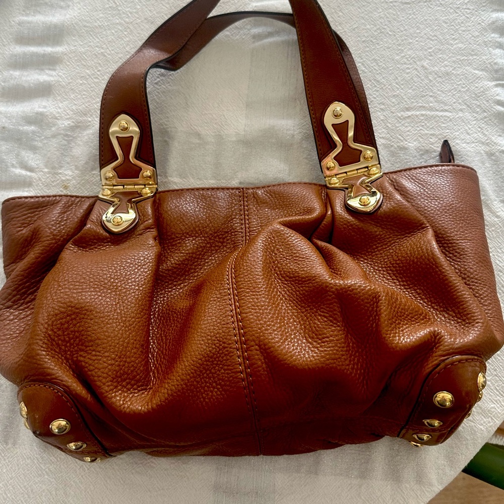 Michael Kors Camel Leather & Gold Purse